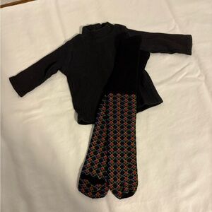 American Girl Pleasant Company Red Vinyl black ribbed mock neck top & tights
